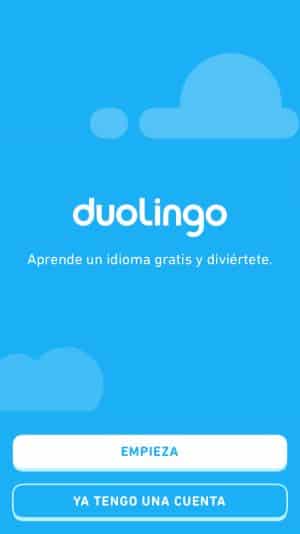 Inicio de la app de Duolingo