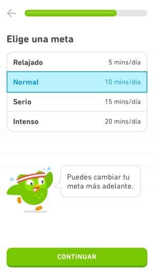 Tiempo de dedicación a Duolingo